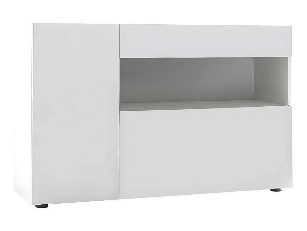 Vente-unique Aparador Com 2 Portas E 1 Gaveta Em Branco Lacado - Altair* Aparador
