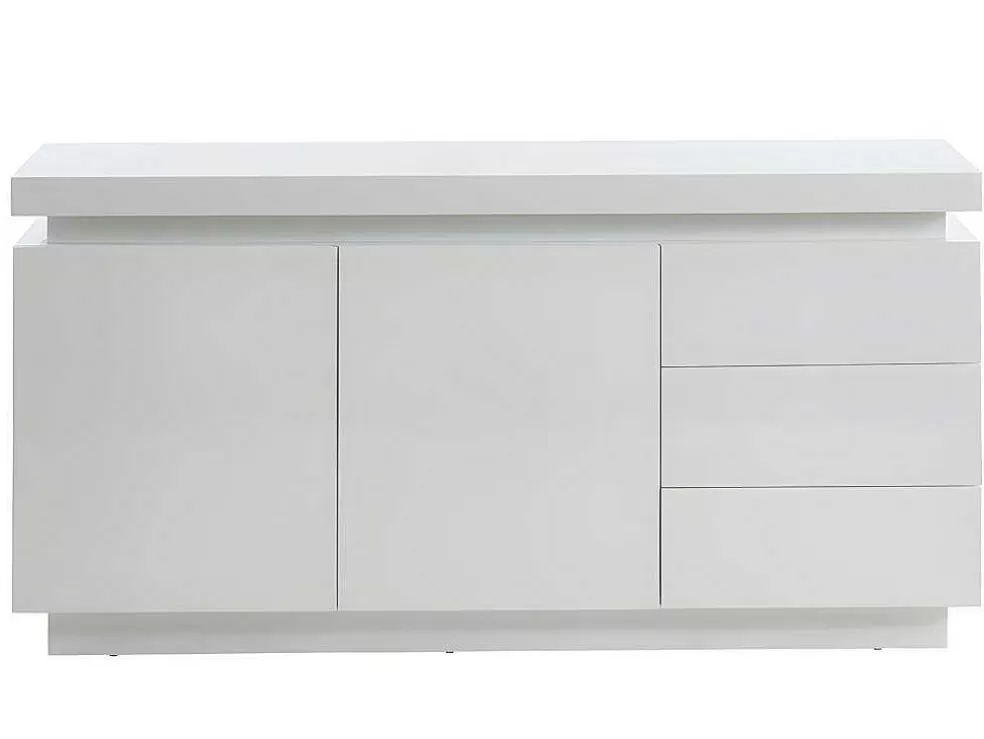 Vente-unique Aparador Com 2 Portas E 3 Gavetas - Leds - Mdf Lacado A Branco - Emerson Ii* Aparador