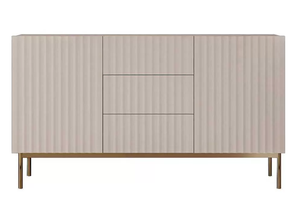 Vente-unique Aparador Com 2 Portas E 3 Gavetas Em Mdf E Aco, Bege E Dourado - Evilana* Aparador