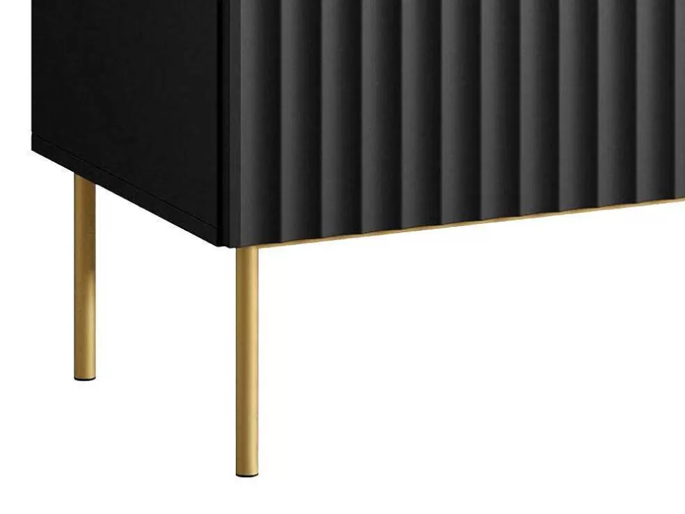 Vente-unique Aparador Com 2 Portas E 3 Gavetas Em Mdf E Aco, Preto E Dourado - Evilana* Aparador