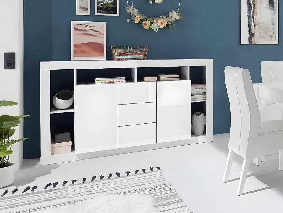 Vente-unique Aparador Com 2 Portas E 3 Gavetas Lacado A Branco - Balka* Aparador