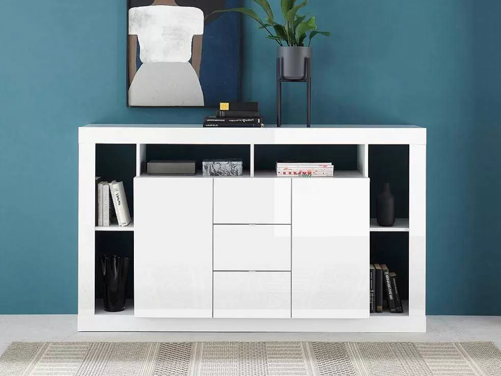 Vente-unique Aparador Com 2 Portas E 3 Gavetas Lacado A Branco - Balka* Aparador