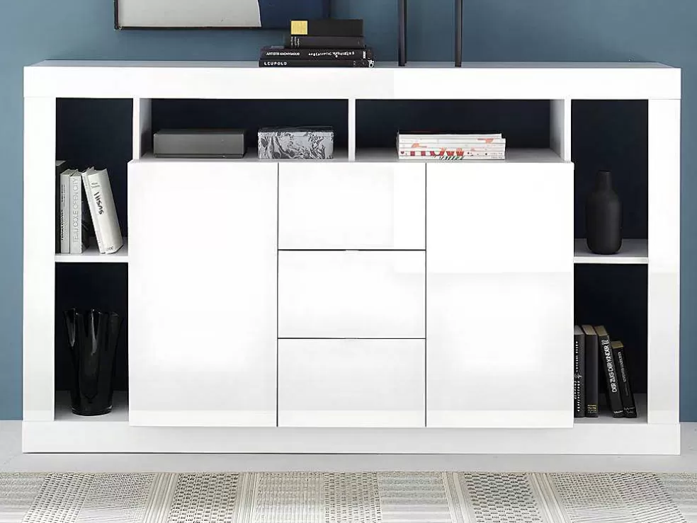 Vente-unique Aparador Com 2 Portas E 3 Gavetas Lacado A Branco - Balka* Aparador