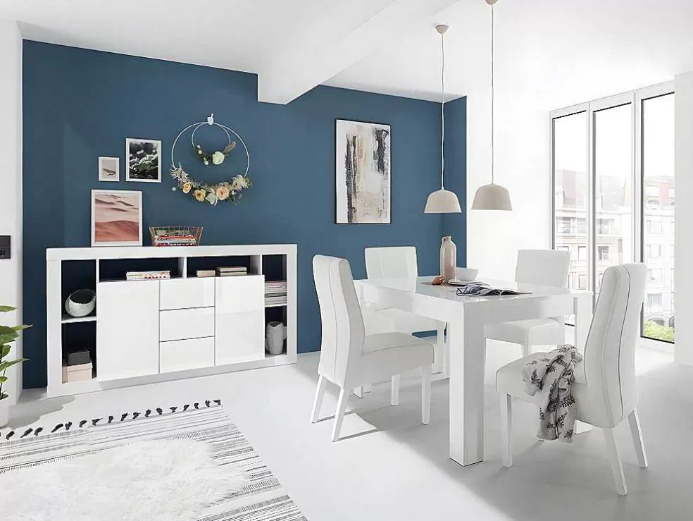 Vente-unique Aparador Com 2 Portas E 3 Gavetas Lacado A Branco - Balka* Aparador