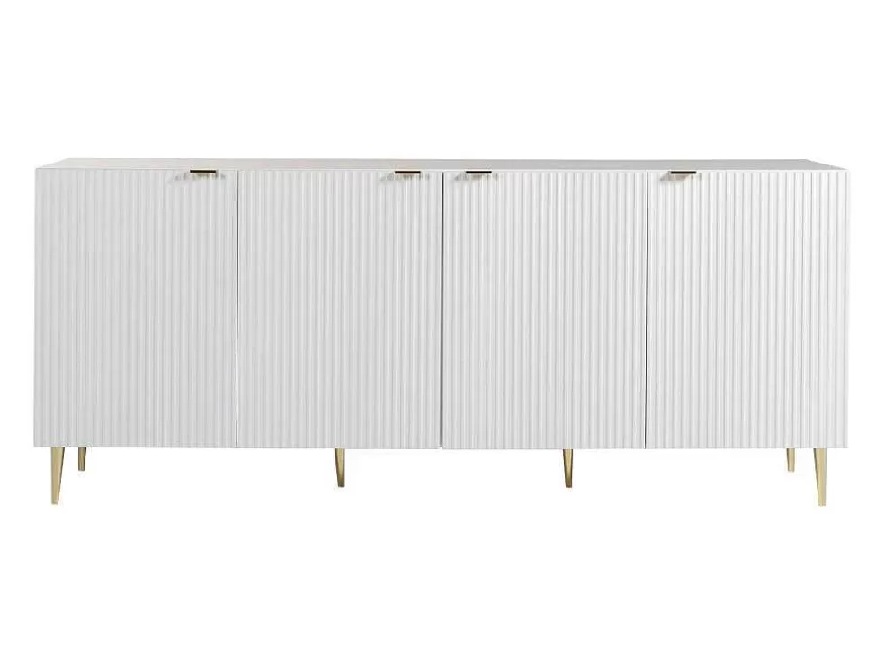 Vente-unique Aparador Com 4 Portas Em Mdf E Aco Branco E Dourado - Yesinia* Aparador
