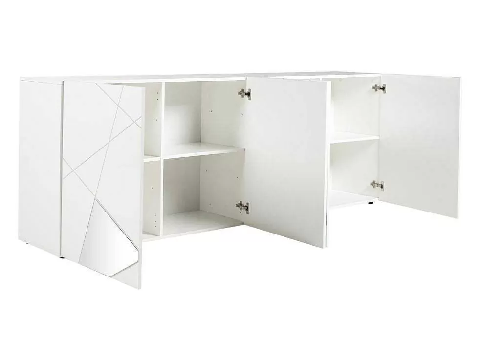 Vente-unique Aparador Com 4 Portas Lacado A Branco - Cantiano* Promoções Sala