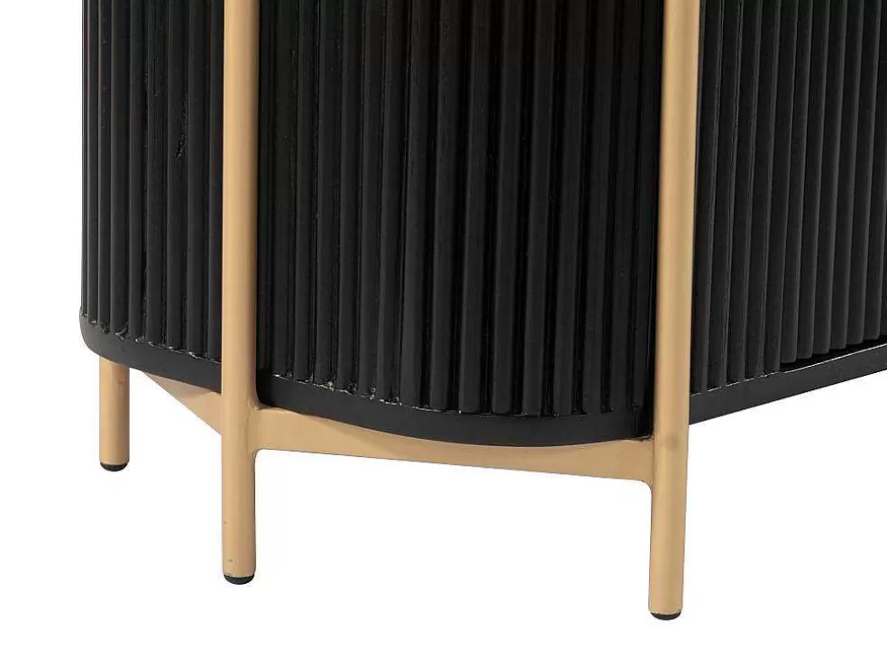 Vente-unique Aparador Com 3 Portas Madeira De Mangueira E Metal Preto E Dourado - Balimela* Aparador
