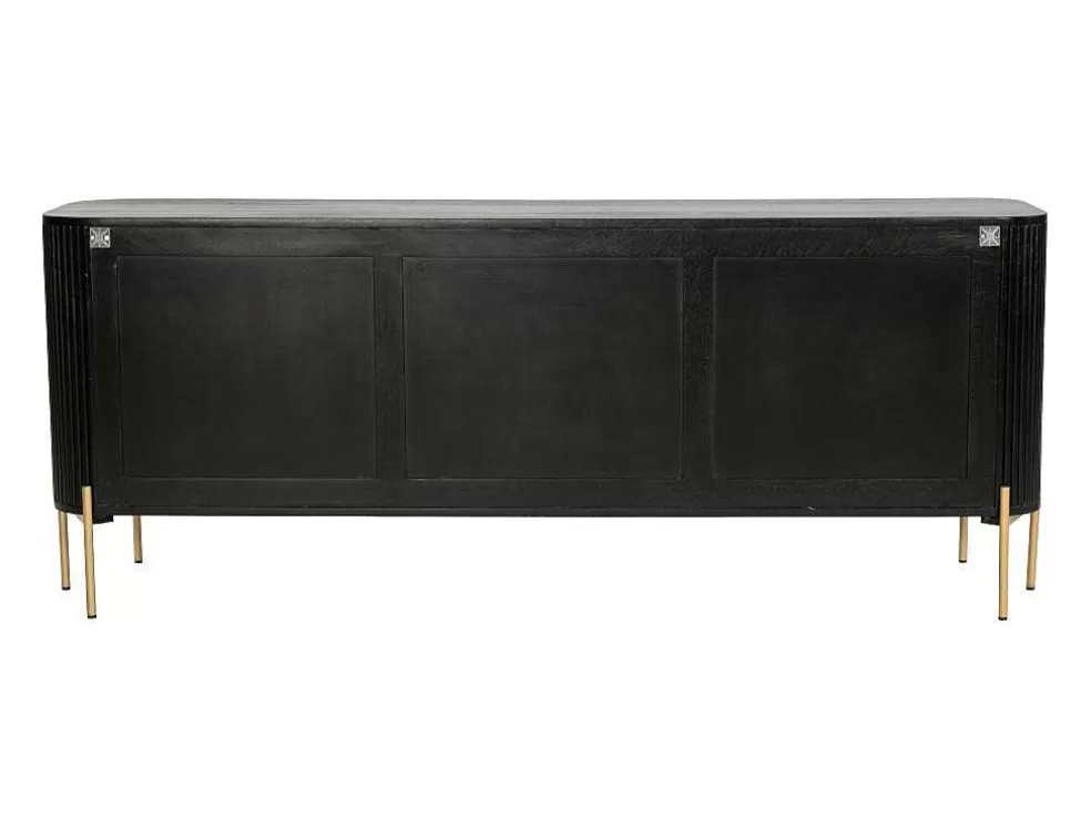 Vente-unique Aparador Com 3 Portas Madeira De Mangueira E Metal Preto E Dourado - Balimela* Aparador