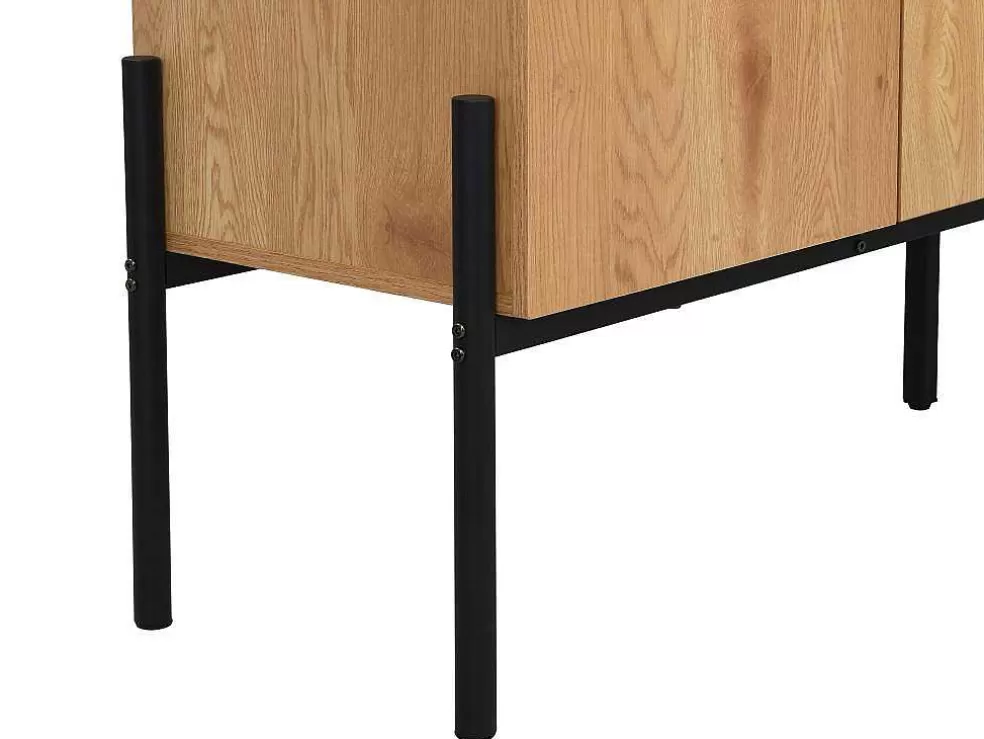 Vente-unique Aparador Com 4 Portas Natural Claro E Preto - Memphis Ii* Aparador