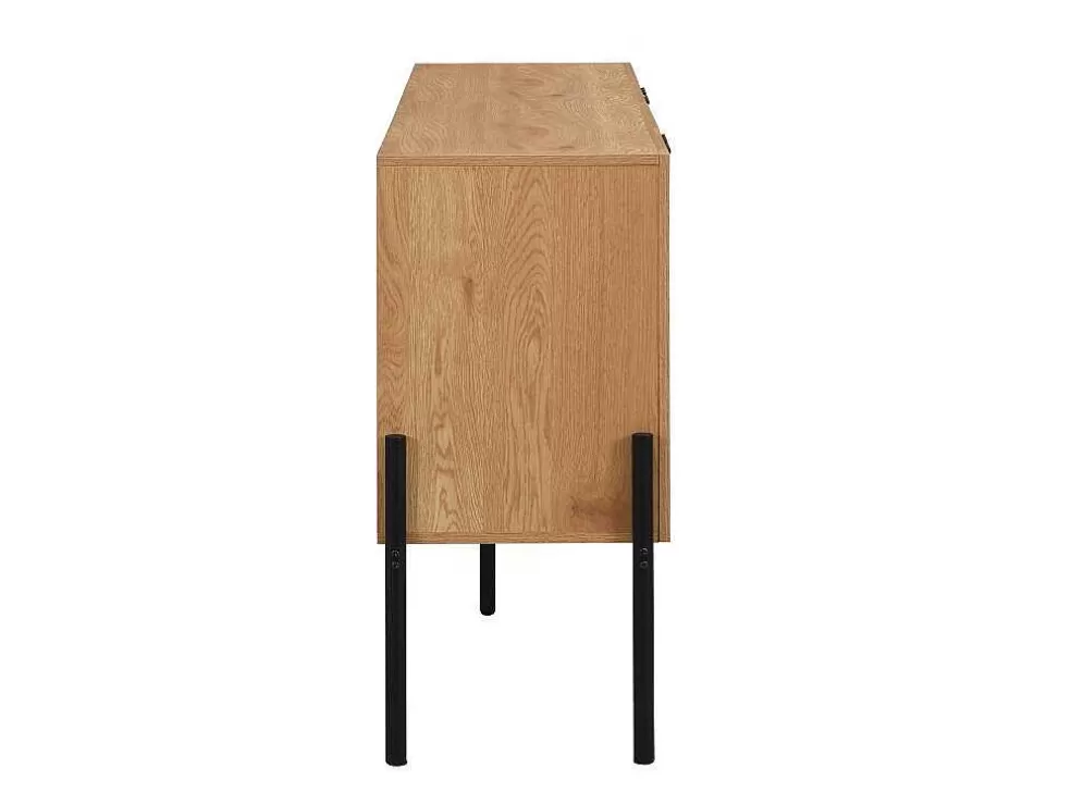 Vente-unique Aparador Com 4 Portas Natural Claro E Preto - Memphis Ii* Aparador