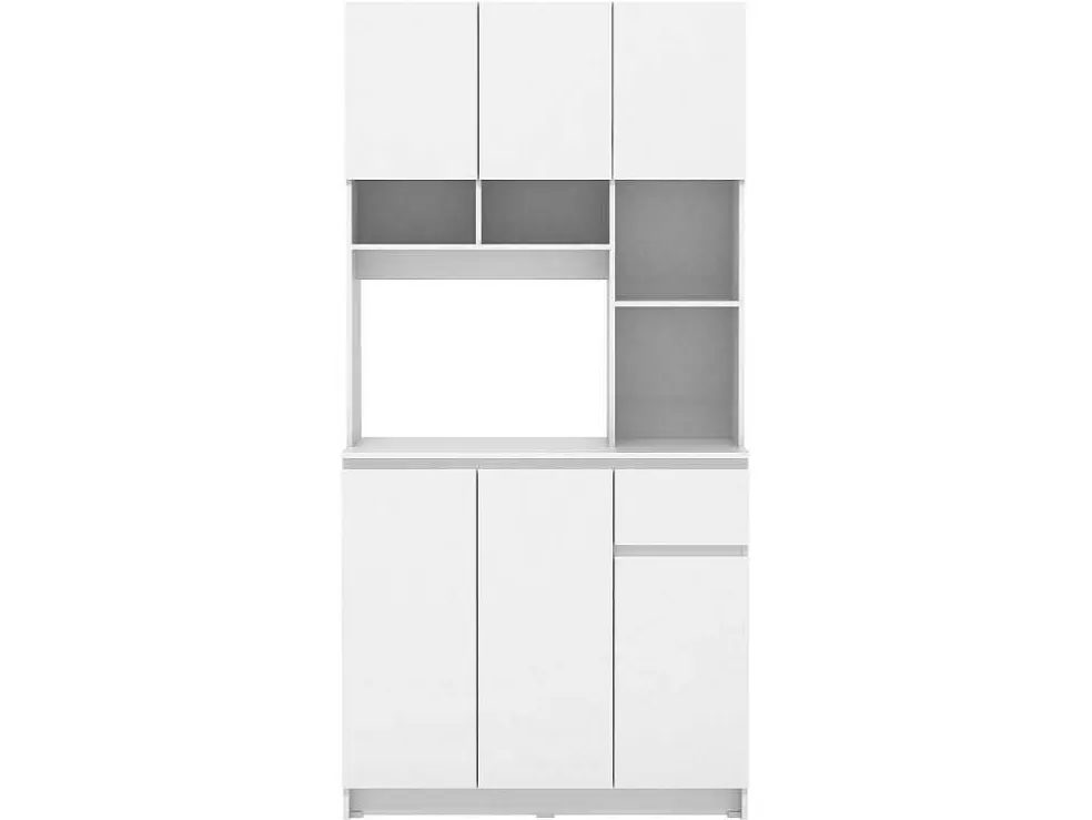 Vente-unique Aparador De Cozinha Com 6 Portas, 1 Gaveta E 5 Nichos, Branco - Nizali* Móvel De Cozinha
