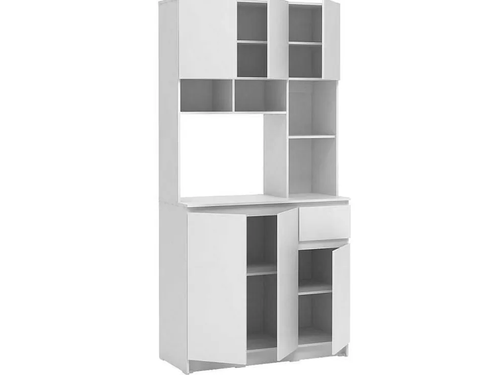 Vente-unique Aparador De Cozinha Com 6 Portas, 1 Gaveta E 5 Nichos, Branco - Nizali* Móvel De Cozinha