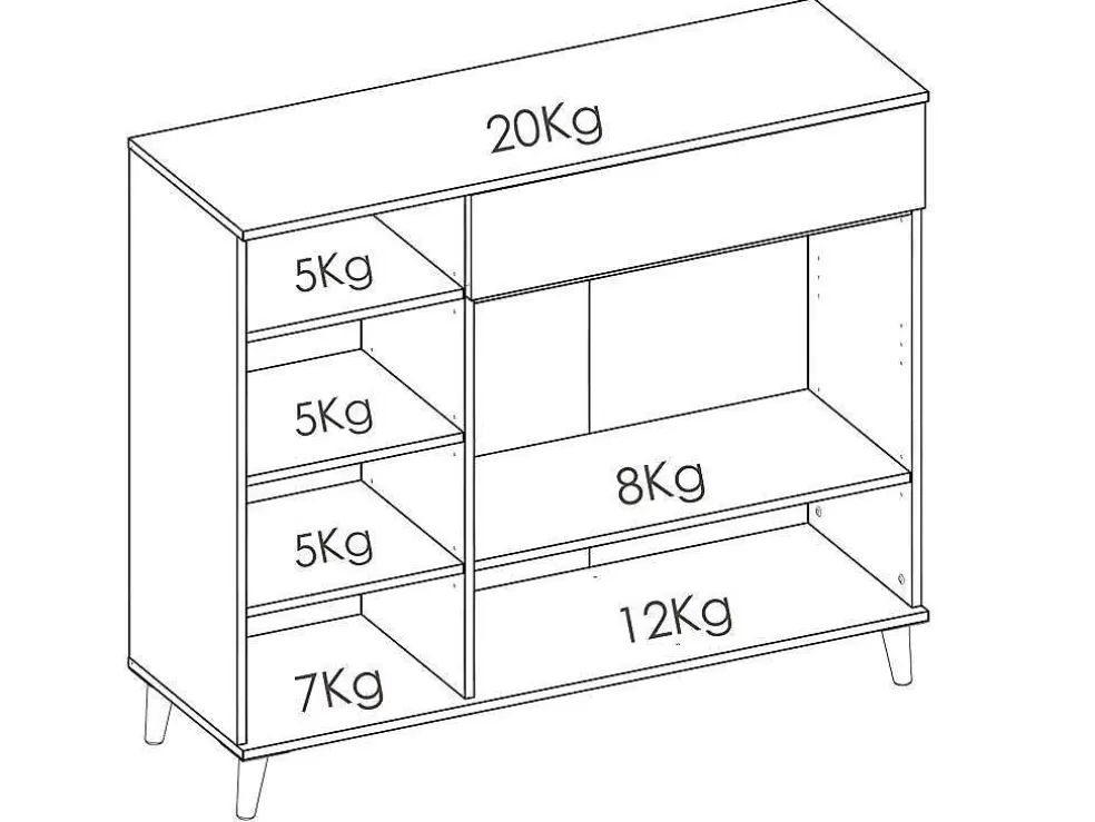 Vente-unique Aparador De Cozinha Com 2 Portas, 1 Gaveta E 4 Nichos Cor Branco E Carvalho - Wajdi* Móvel De Cozinha