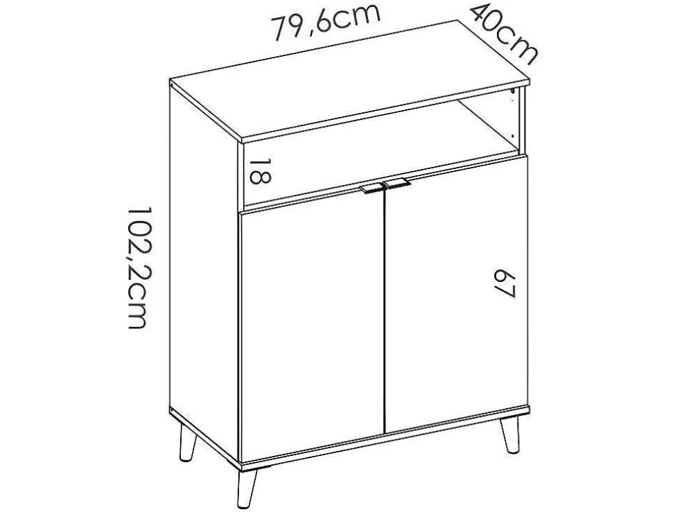 Vente-unique Aparador De Cozinha Com 2 Portas E 1 Nicho Cor Branco E Carvalho - Wajdi* Móvel De Cozinha