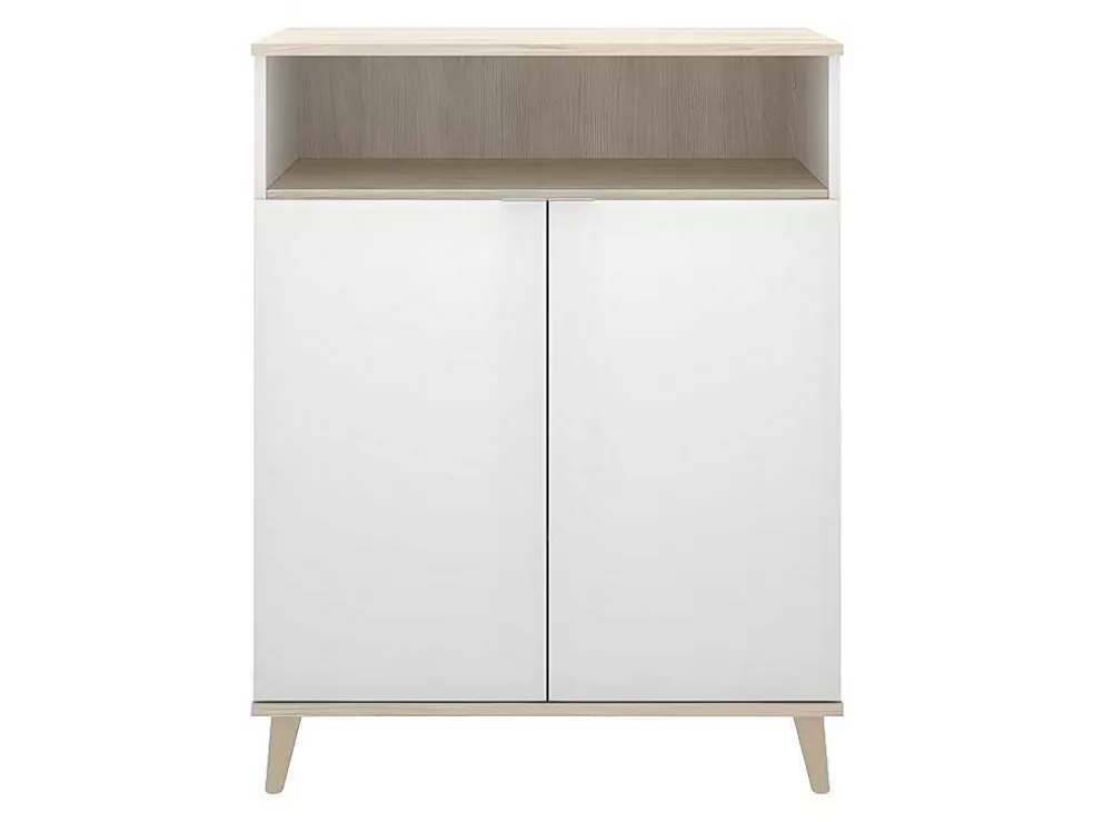Vente-unique Aparador De Cozinha Com 2 Portas E 1 Nicho Cor Branco E Carvalho - Wajdi* Móvel De Cozinha