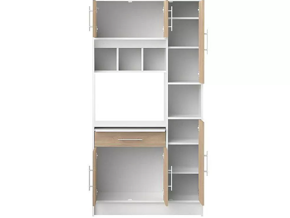 Vente-unique Aparador De Cozinha Mady - 5 Portas & 1 Gaveta - Branco E Carvalho* Móvel De Cozinha