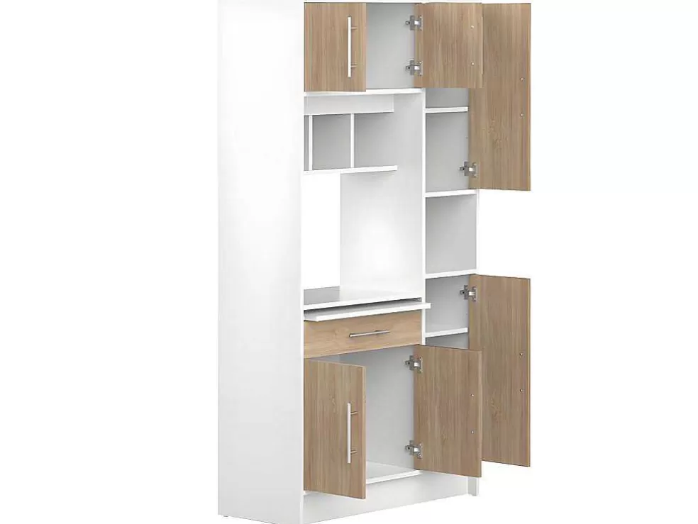 Vente-unique Aparador De Cozinha Mady - 5 Portas & 1 Gaveta - Branco E Carvalho* Móvel De Cozinha