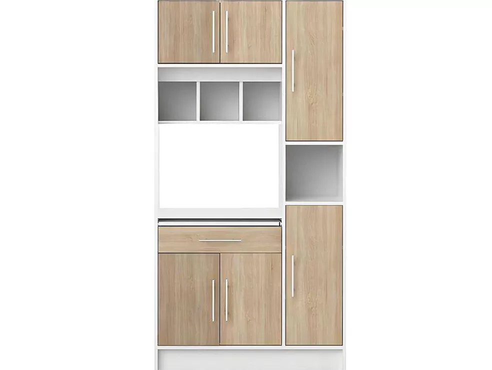 Vente-unique Aparador De Cozinha Mady - 5 Portas & 1 Gaveta - Branco E Carvalho* Móvel De Cozinha
