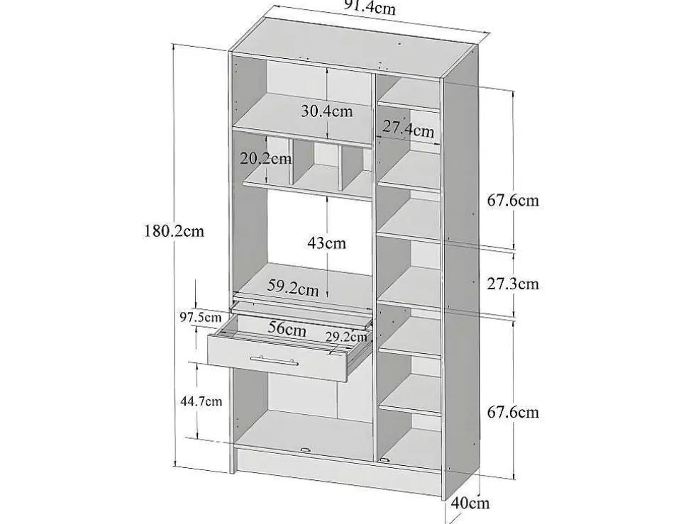Vente-unique Aparador De Cozinha Mady - 5 Portas & 1 Gaveta - Cores: Branco E Betao* Móvel De Cozinha