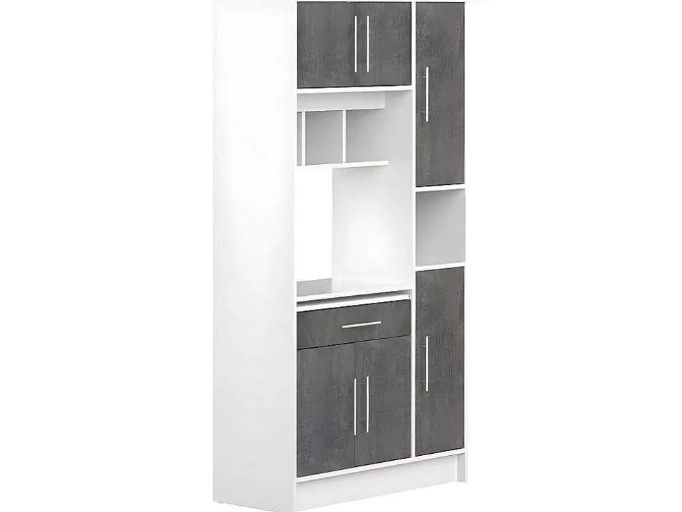 Vente-unique Aparador De Cozinha Mady - 5 Portas & 1 Gaveta - Cores: Branco E Betao* Móvel De Cozinha