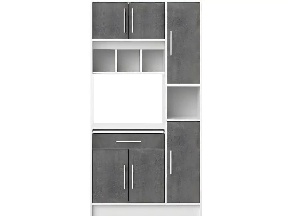 Vente-unique Aparador De Cozinha Mady - 5 Portas & 1 Gaveta - Cores: Branco E Betao* Móvel De Cozinha