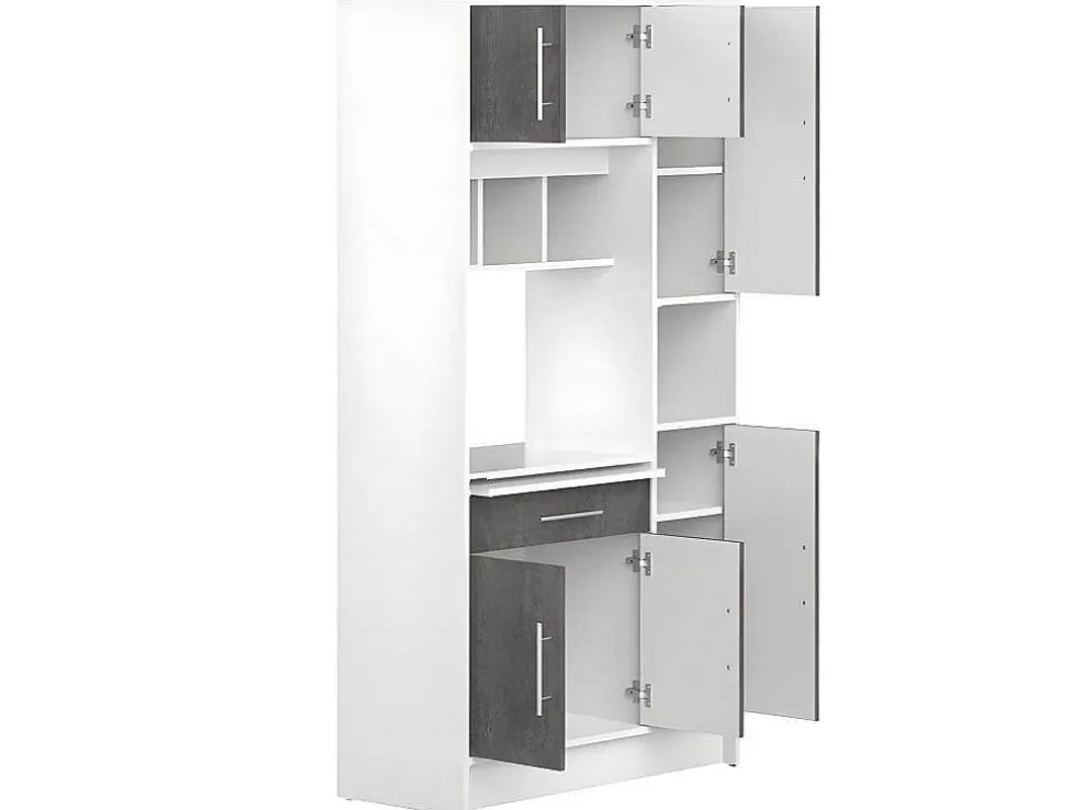 Vente-unique Aparador De Cozinha Mady - 5 Portas & 1 Gaveta - Cores: Branco E Betao* Móvel De Cozinha