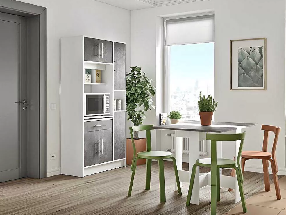 Vente-unique Aparador De Cozinha Mady - 5 Portas & 1 Gaveta - Cores: Branco E Betao* Móvel De Cozinha
