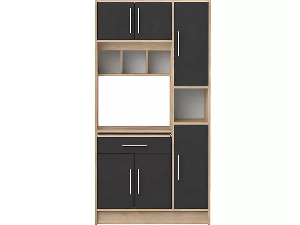Vente-unique Aparador De Cozinha Mady - 5 Portas & 1 Gaveta - Preto E Carvalho* Móvel De Cozinha