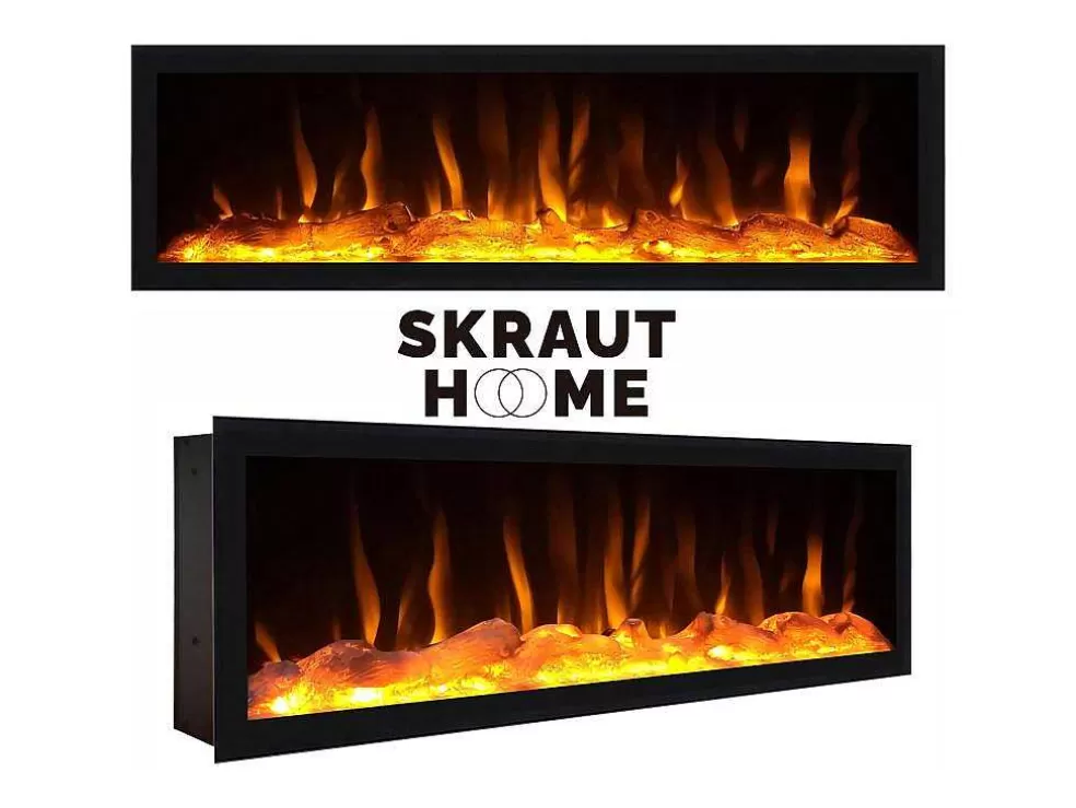Skraut Home Aparador Sala De Jantar, 210, 4 Portas, Lareira Electrica Xxl, Cimento* Aparador