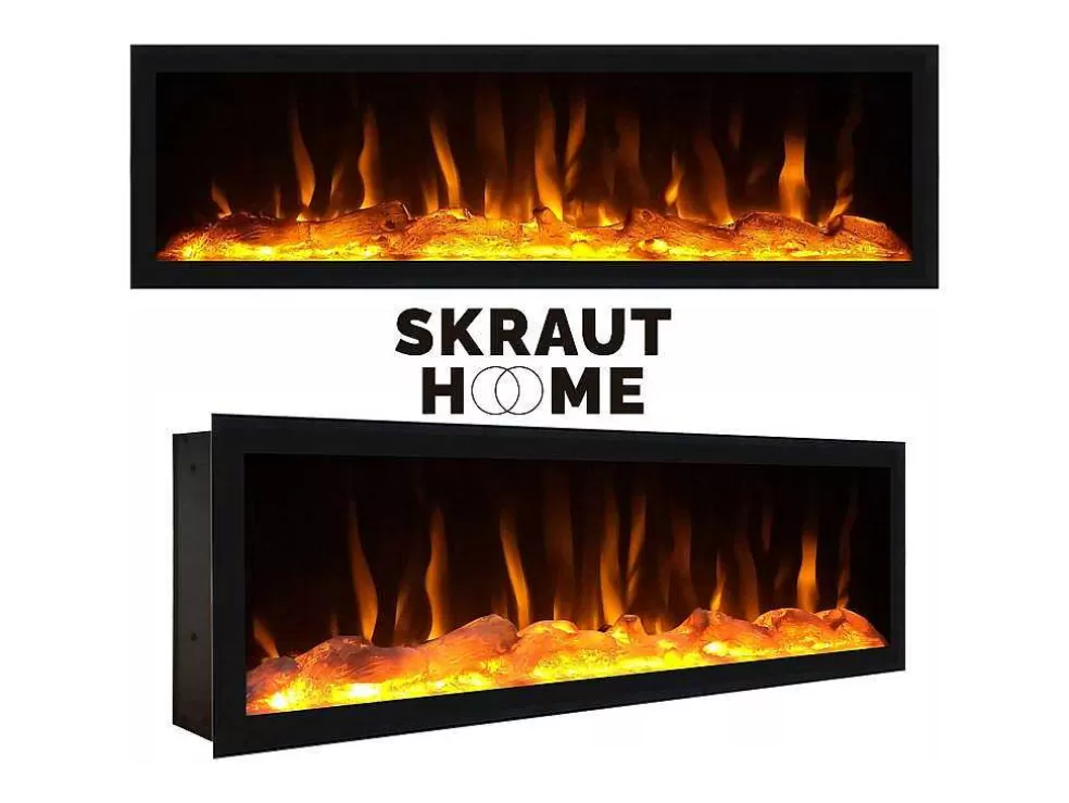 Skraut Home Aparador Sala De Jantar, 210, 4 Portas, Lareira Electrica Xxl, Design Industrial, Cimento* Aparador
