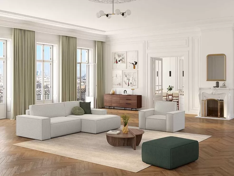 Vente-unique Aparador Tayron 200 Cm - 2 Portas E 3 Gavetas - Mdf E Pés De Metal - Cor De Noz* Aparador