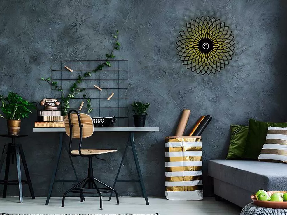 OZAIA Aplique De Parede Em Metal De D. 50 Cm Cor Preto - Folina* Promoções Decoração