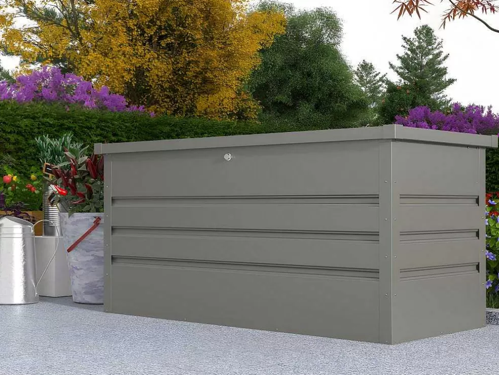 Vente-unique Arca De Arrumação De Jardim Em Aco Galvanizado Cinza De Volume 400 L - Tomaso* Armazenamento De Jardim
