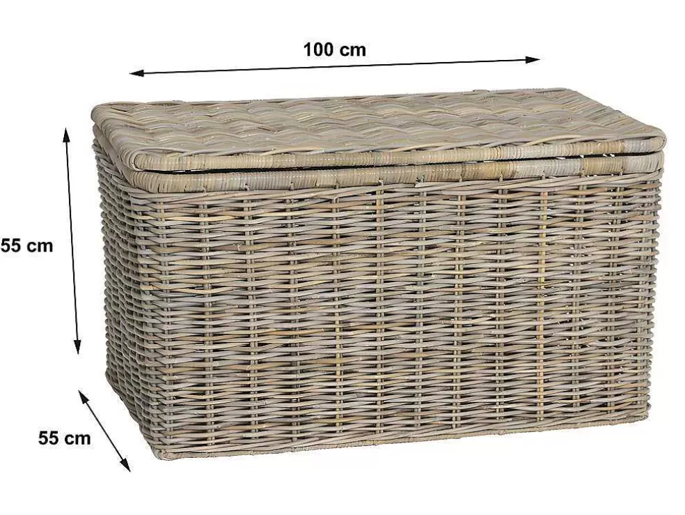 OZAIA Arca De Arrumação Em Kubu De C100 X L55 X A55 Cm Cor Cinza Natural - Timgad* Acessórios De Arrumação
