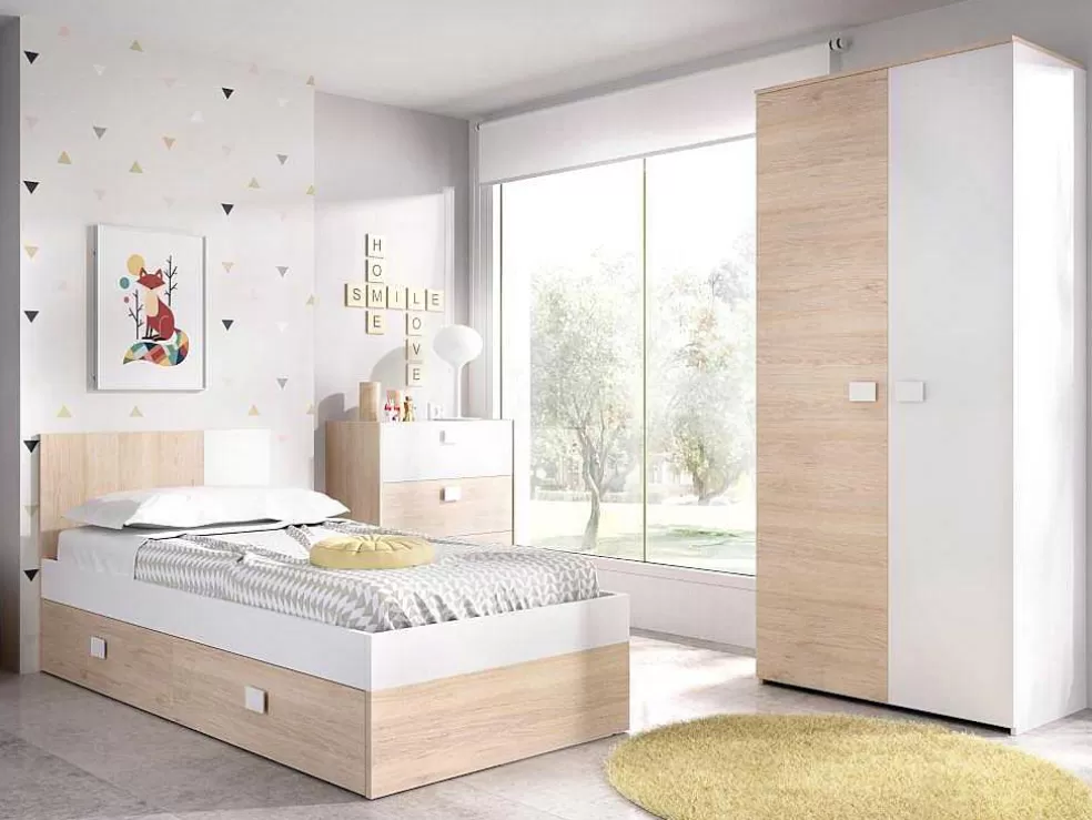 Vente-unique Armário Com 2 Portas Disponivel Em Carvalho E Branco - C95Cm - Sonia* Armário E Roupeiro