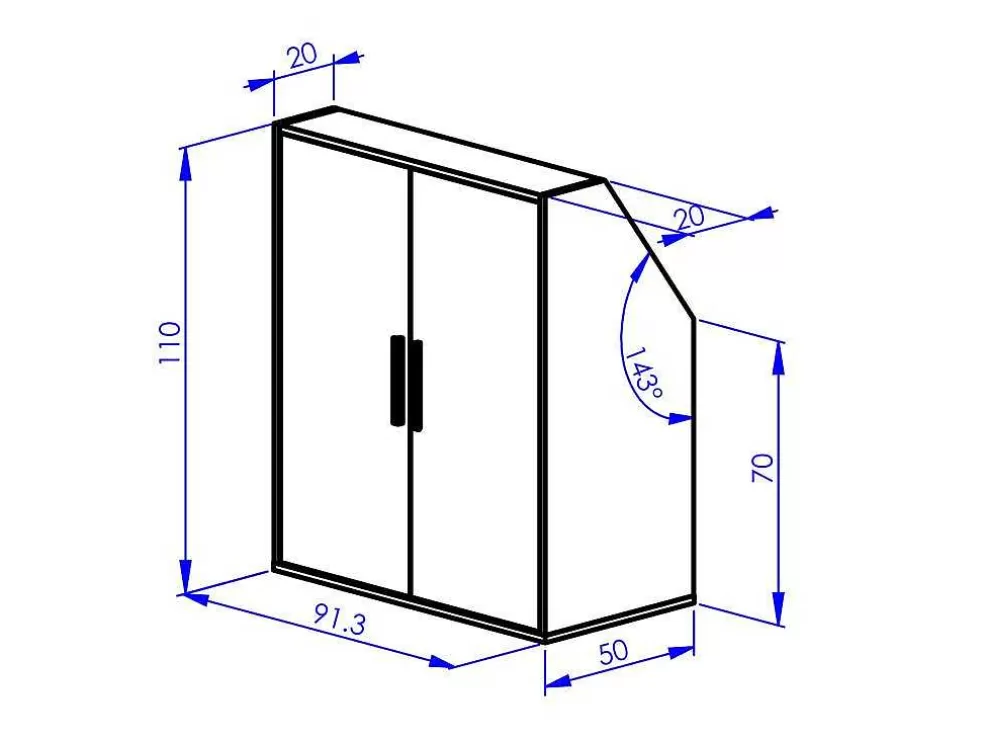 Vente-unique Armário Com Inclinacao 2 Portas Branco - Adezio* Arrumação E Acessórios De Quarto