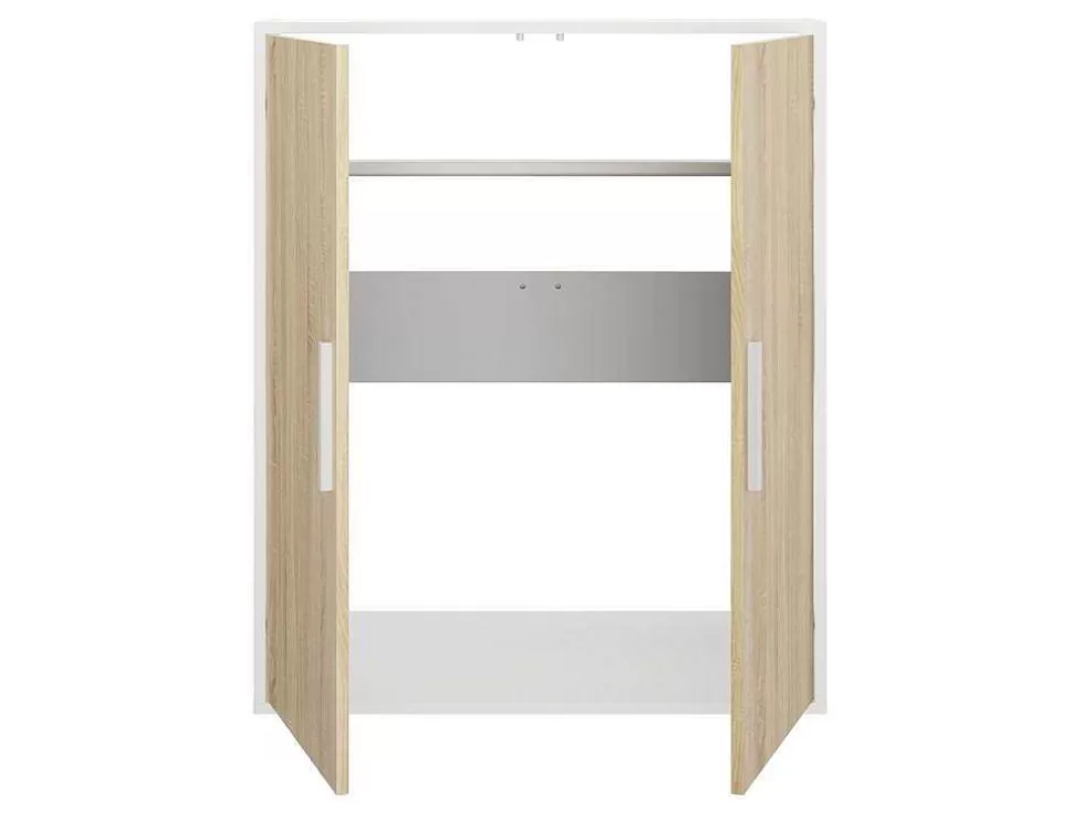 Vente-unique Armário Com Inclinacao 2 Portas Branco E Natural - Adezio* Arrumação E Acessórios De Quarto