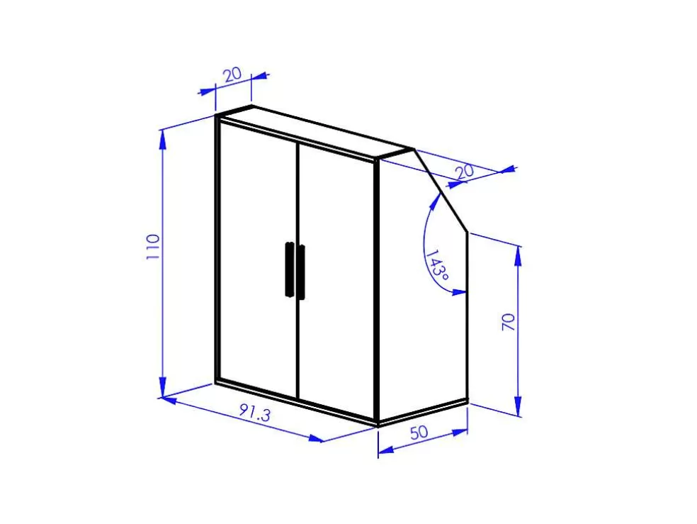 Vente-unique Armário Com Inclinacao 2 Portas Branco E Natural - Adezio* Arrumação E Acessórios De Quarto