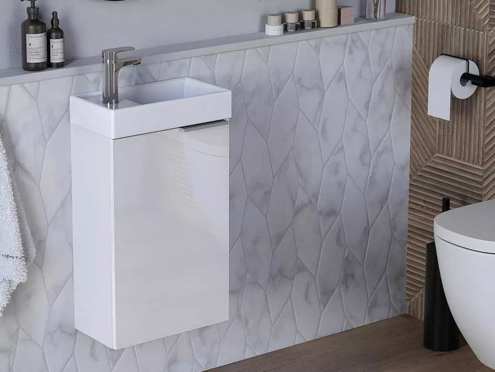 Vente-unique Armário Com Lavatório Suspenso Taho - Branco* Móvel De Wc