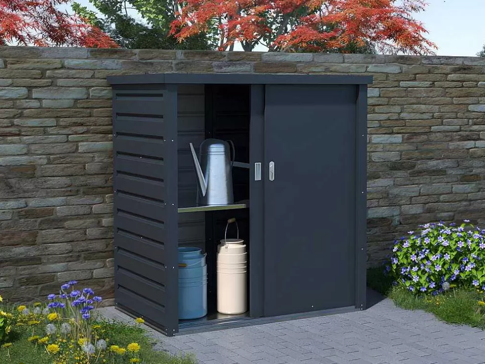 Vente-unique Armário De Arrumação De Jardim Em Aco Galvanizado Cinza De 1,31 M E C125 X L80 X A131 Cm - Reivax* Armazenamento De Jardim