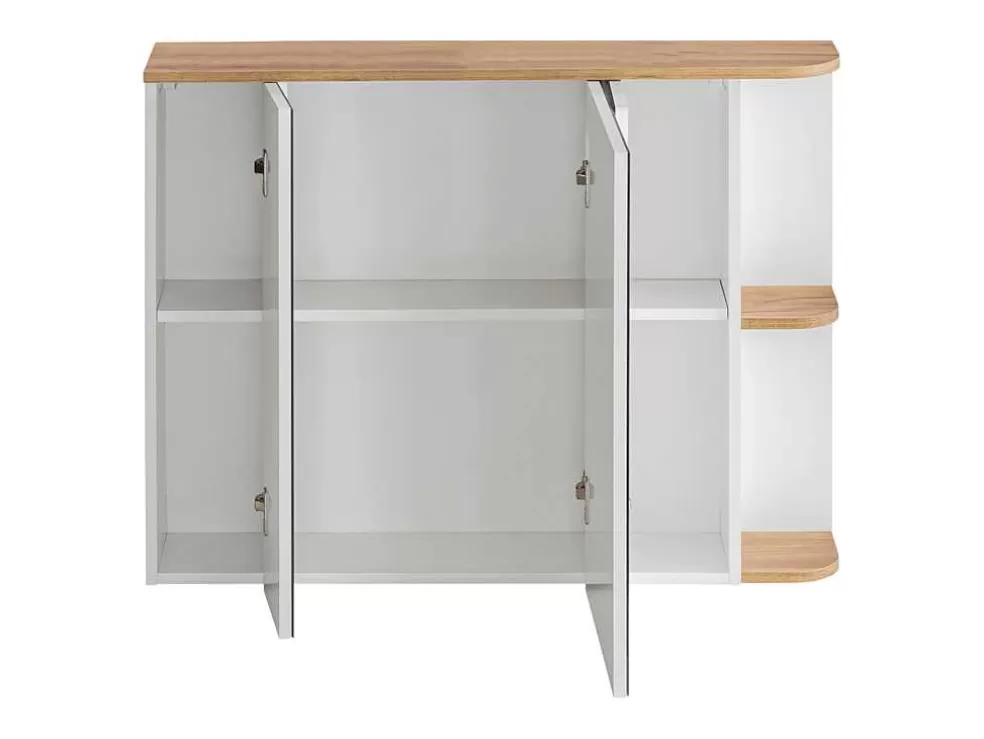 Vente-unique Armário De Parede De Casa De Banho Com Espelhos Cor Natural Clara E Branca 94 Cm - Anida* Móvel De Parede Para Casa De Banho