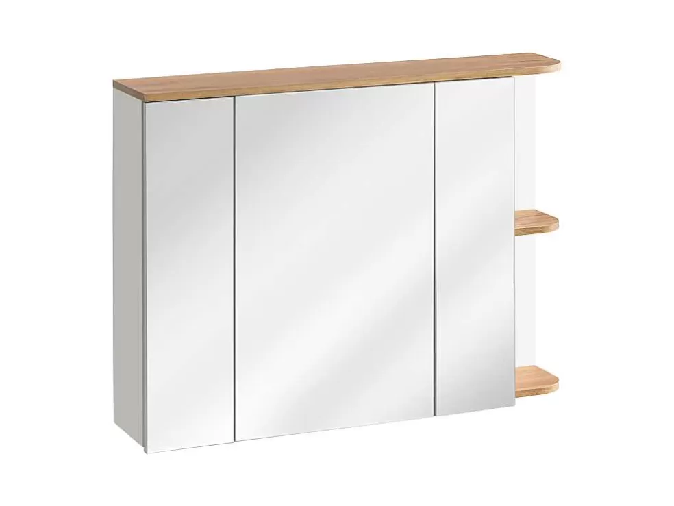Vente-unique Armário De Parede De Casa De Banho Com Espelhos Cor Natural Clara E Branca 94 Cm - Anida* Móvel De Parede Para Casa De Banho
