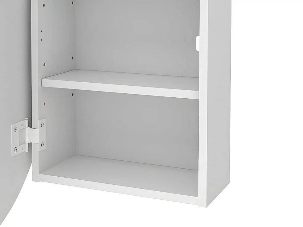 Vente-unique Armário De Parede Oval Para Casa De Banho Com Espelho Cor Branco - Ruri* Móvel De Parede Para Casa De Banho