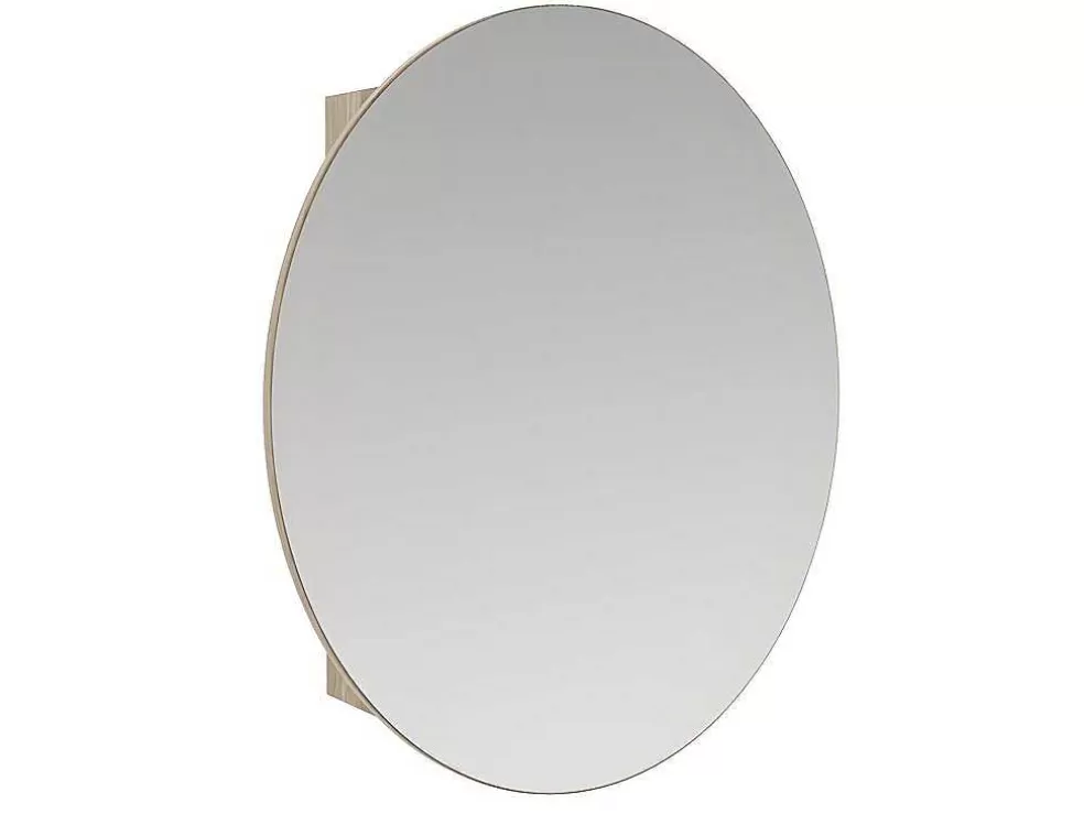 Vente-unique Armário De Parede Oval Para Casa De Banho Com Espelho Cor Carvalho - Ruri* Móvel De Parede Para Casa De Banho