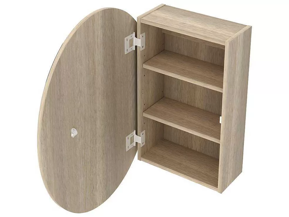 Vente-unique Armário De Parede Oval Para Casa De Banho Com Espelho Cor Carvalho - Ruri* Móvel De Parede Para Casa De Banho