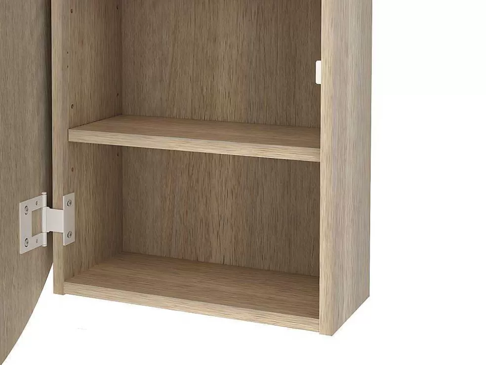 Vente-unique Armário De Parede Oval Para Casa De Banho Com Espelho Cor Carvalho - Ruri* Móvel De Parede Para Casa De Banho