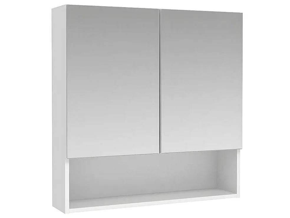 Vente-unique Armário De Parede Para Casa De Banho Com Espelho E Nicho Cor Branco - Zumpa* Móvel De Parede Para Casa De Banho