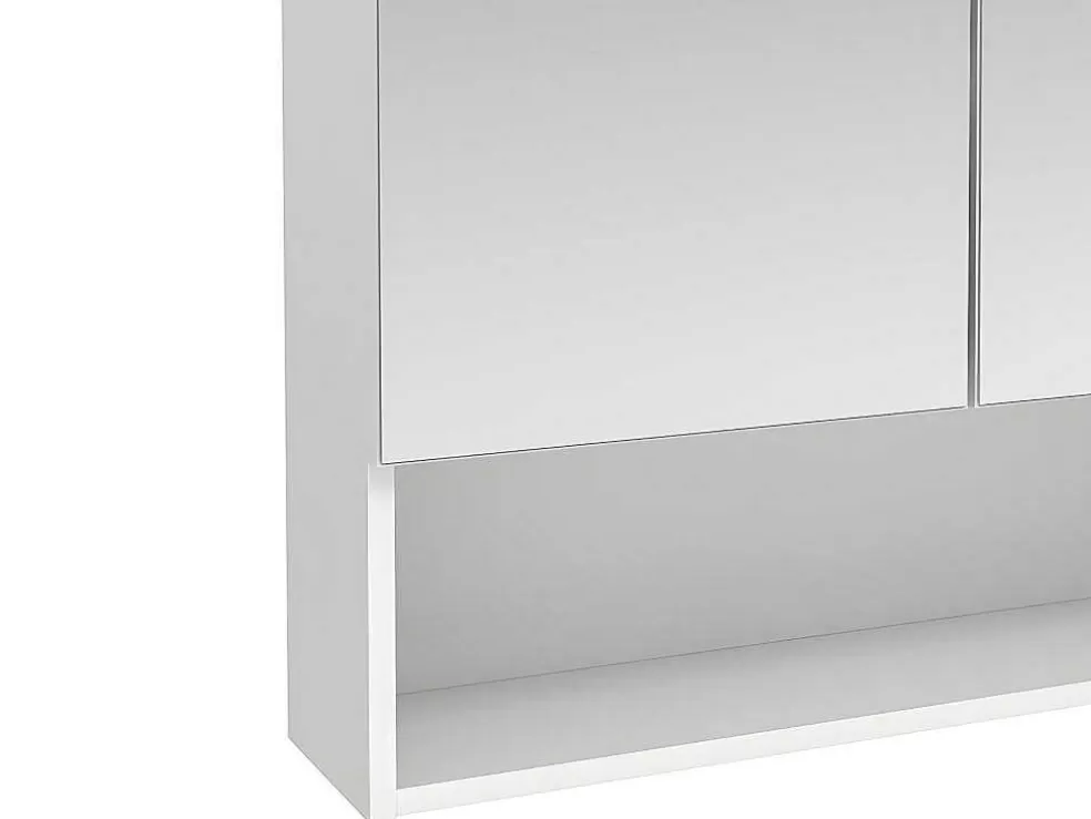 Vente-unique Armário De Parede Para Casa De Banho Com Espelho E Nicho Cor Branco - Zumpa* Móvel De Parede Para Casa De Banho