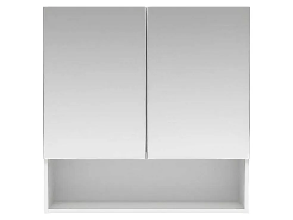 Vente-unique Armário De Parede Para Casa De Banho Com Espelho E Nicho Cor Branco - Zumpa* Móvel De Parede Para Casa De Banho