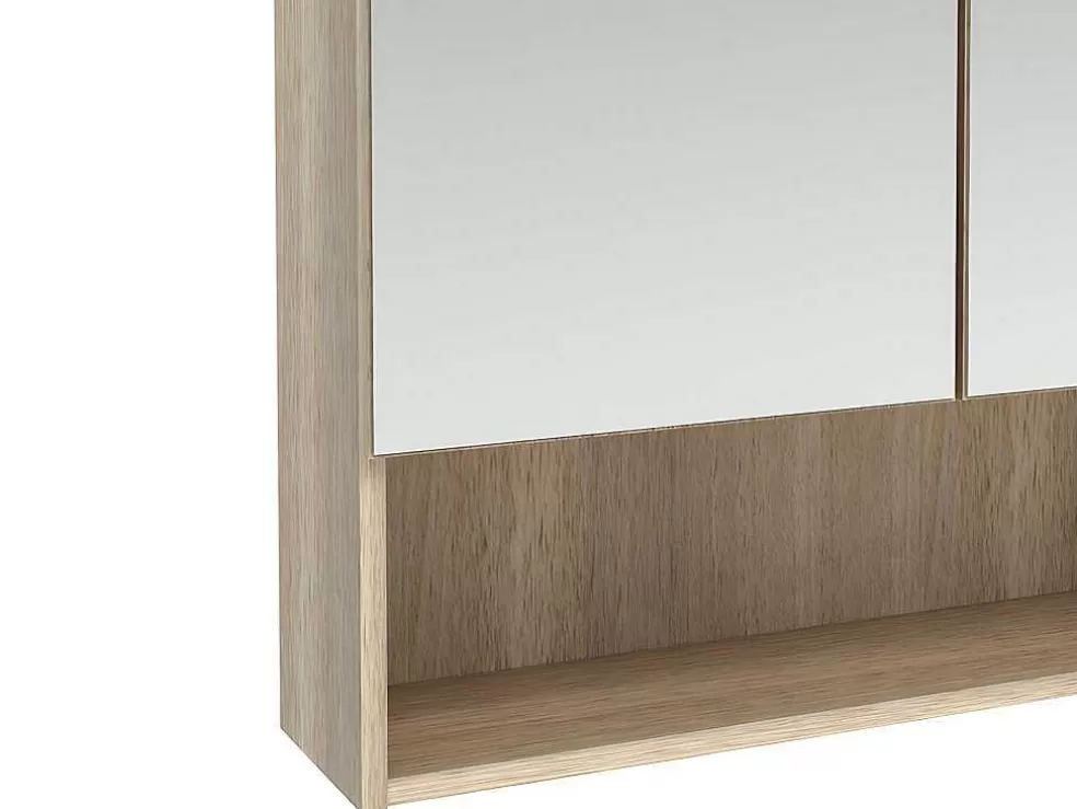 Vente-unique Armário De Parede Para Casa De Banho Com Espelho E Nicho Cor Carvalho - Zumpa* Móvel De Parede Para Casa De Banho